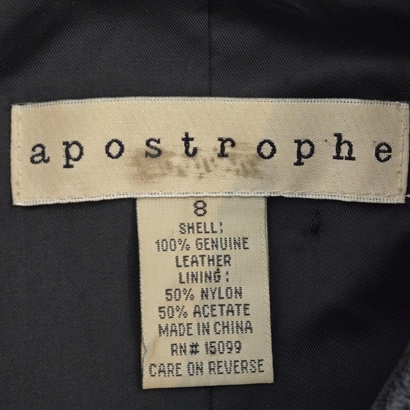 Apostrophe Womens Hidden Button-Front Black Leather Blazer Shirt Jacket - Size 8 - Picture 11 of 15